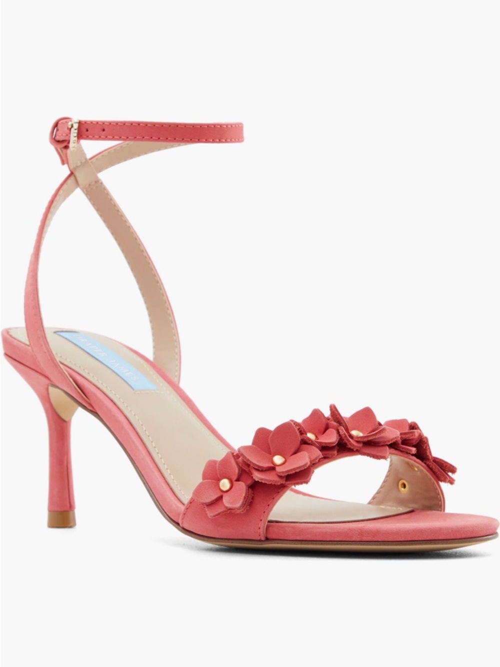 Draper James Coral Pink Floral Ankle-Strap Heel
